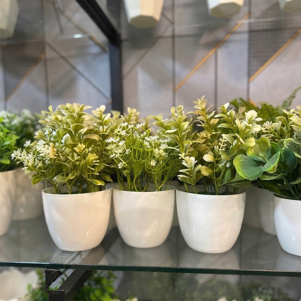 White Floral Pots