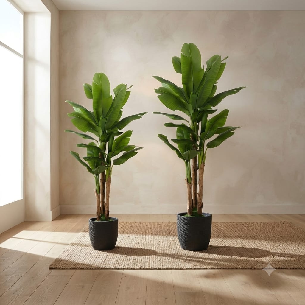 Hyper Realistic Banana Plam With Fiber Planter
