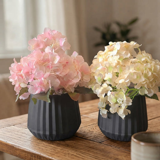 Hydenzia Ribbed Black Matte Pot