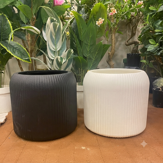 Ribbed Barrel Planter Duo