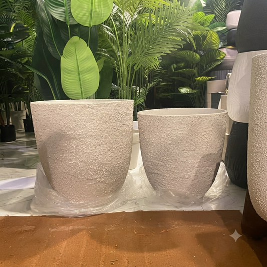 Textured Fiberstone Planter Duo