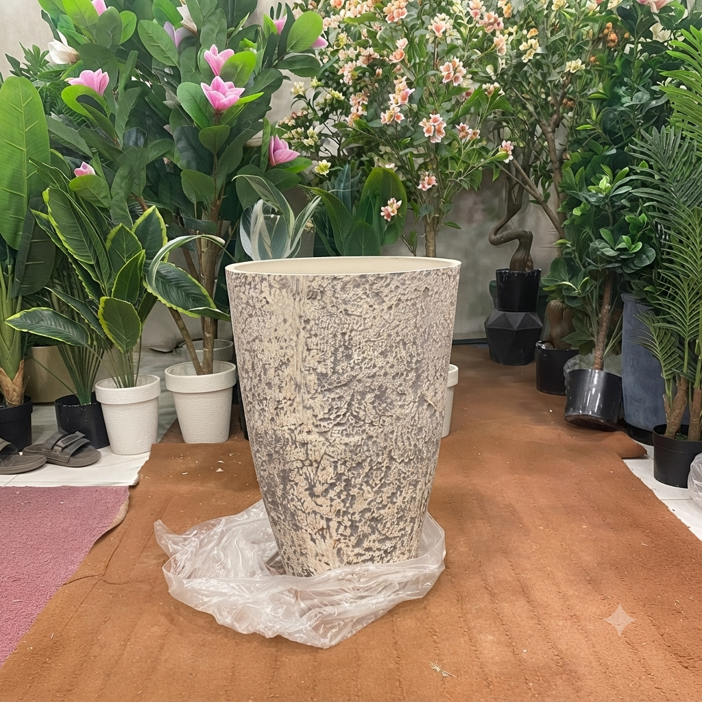 Tall Weathered Stone Planter