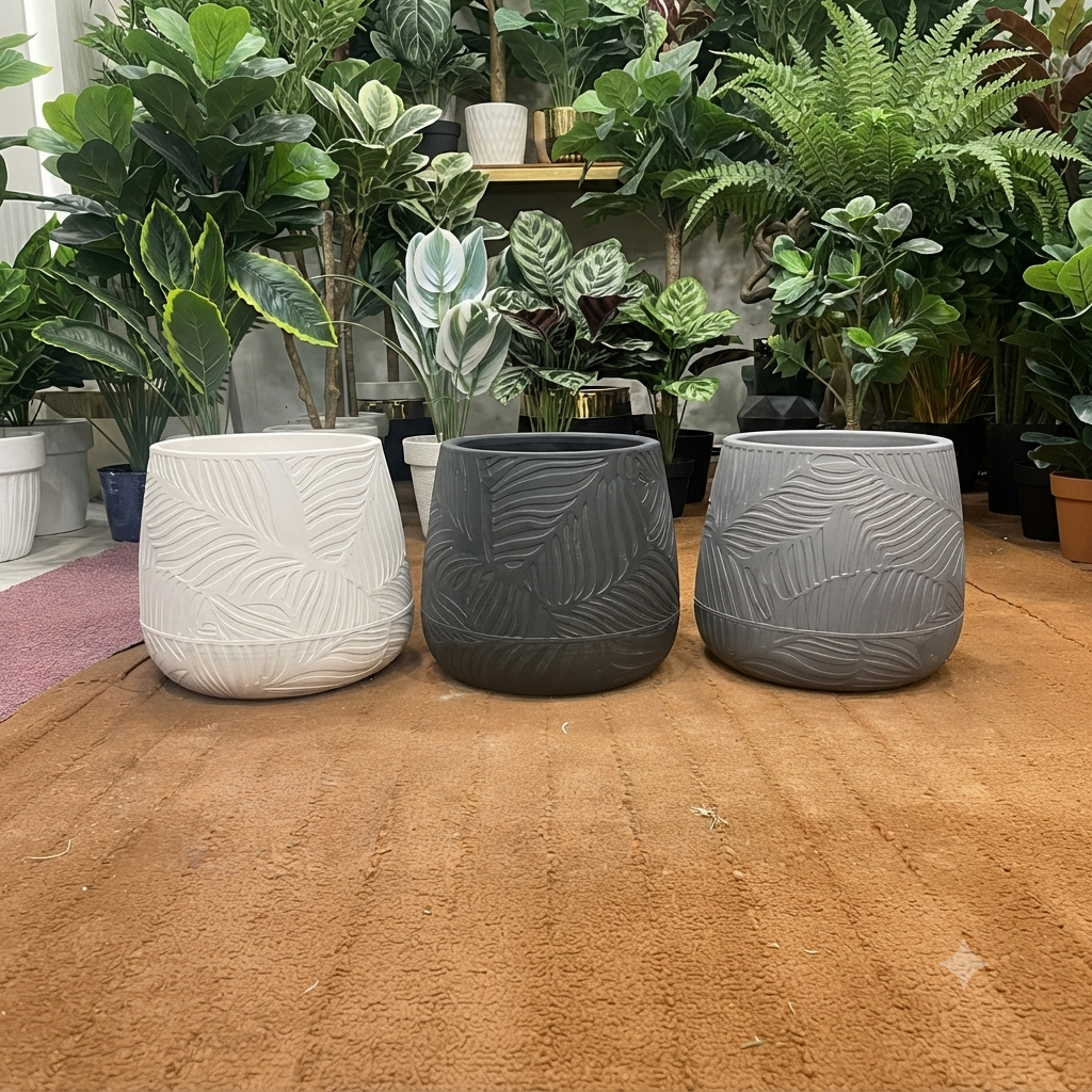 The Botanical Decor Tropical Leaf Embossed Planter