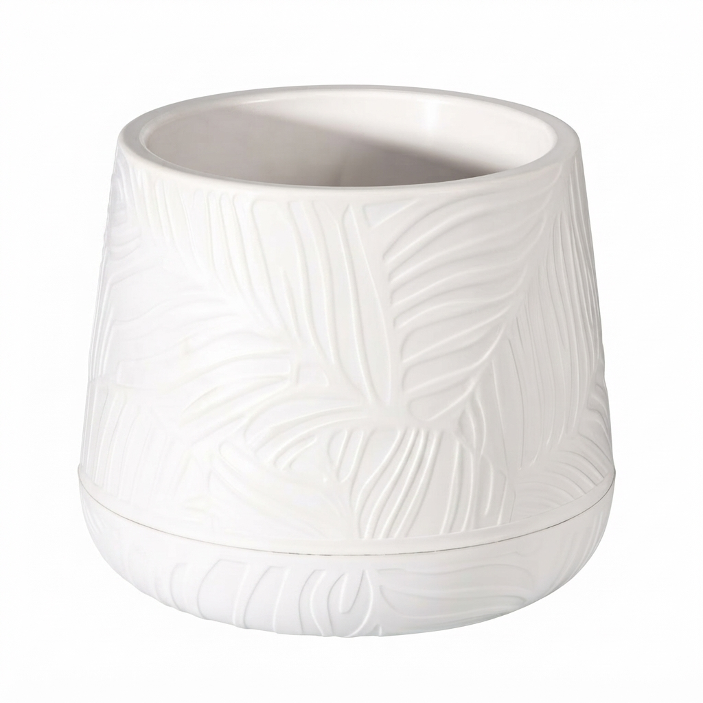 The Botanical Decor Tropical Leaf Embossed Planter