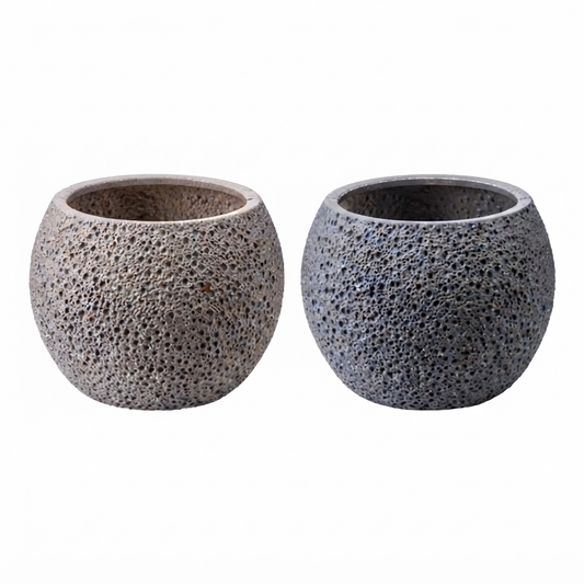 Porous Lava Stone Round Planter