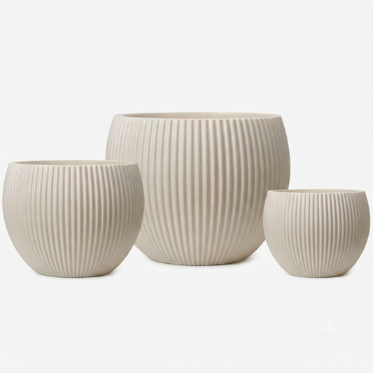 The Botanical Decor Ribbed Round Planter Set