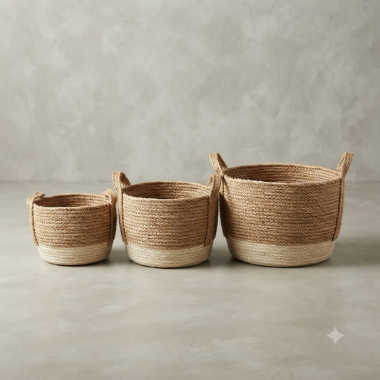 Set Of 3 Imported Jute Basket