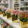 Golden Acrylic Flowers Pots