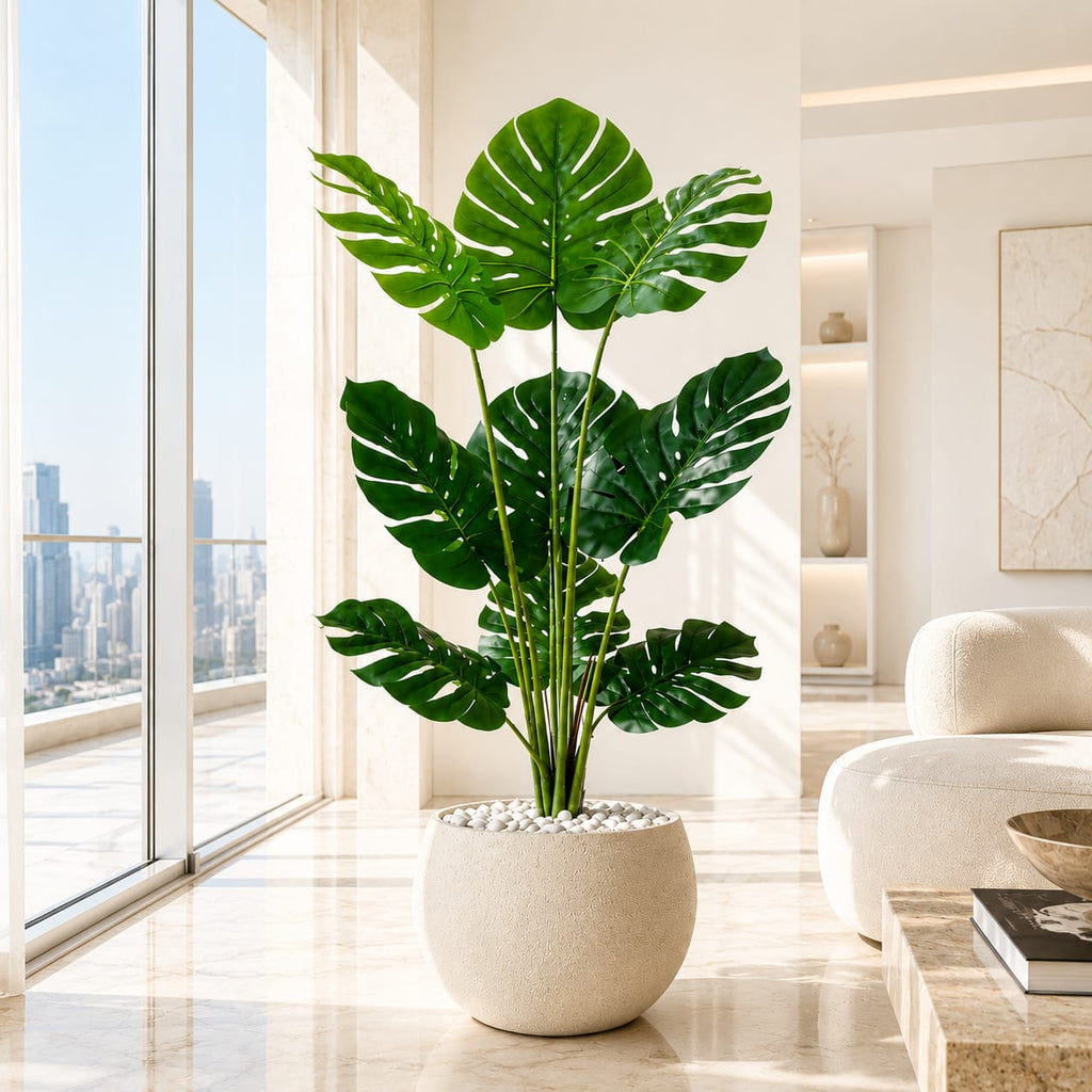 Monestera Plant With Fiber Planter