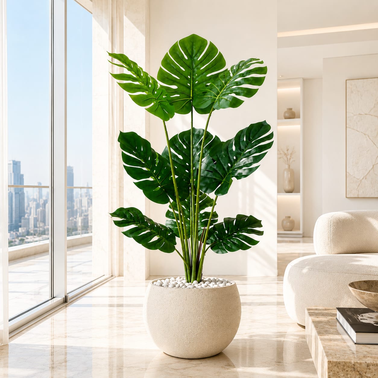 Monestera Plant With Fiber Planter