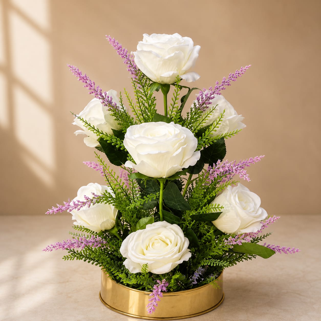 Stainless Steel Pot with Floral Arrangment
