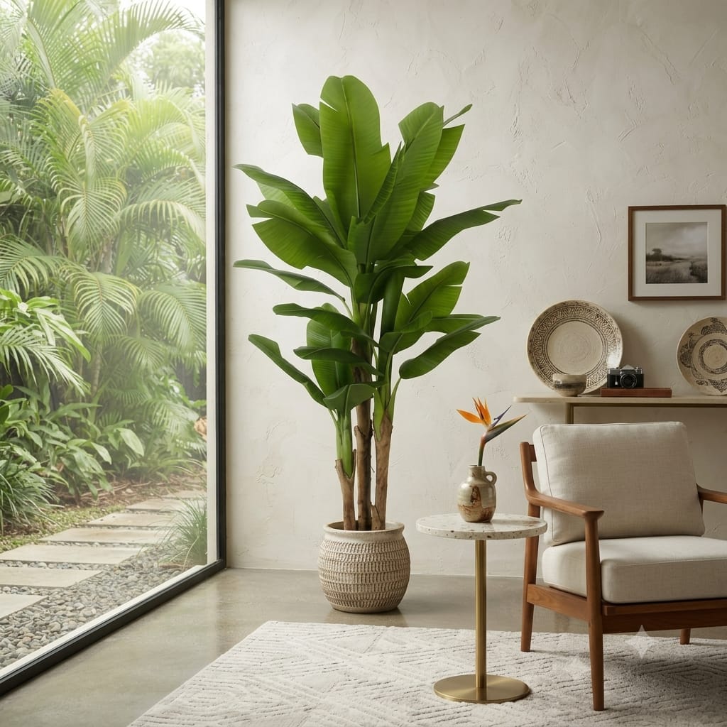 Hyper Realistic Banana Plam With Fiber Planter