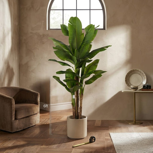 Hyper Realistic Banana Plam With Fiber Planter