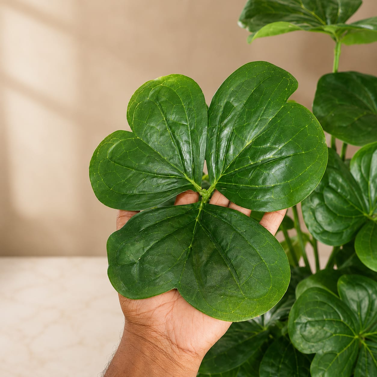 Heart shaped  36 leaf's plant With Fiber Planter