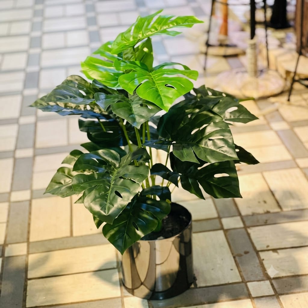 Steel Planter With Plants