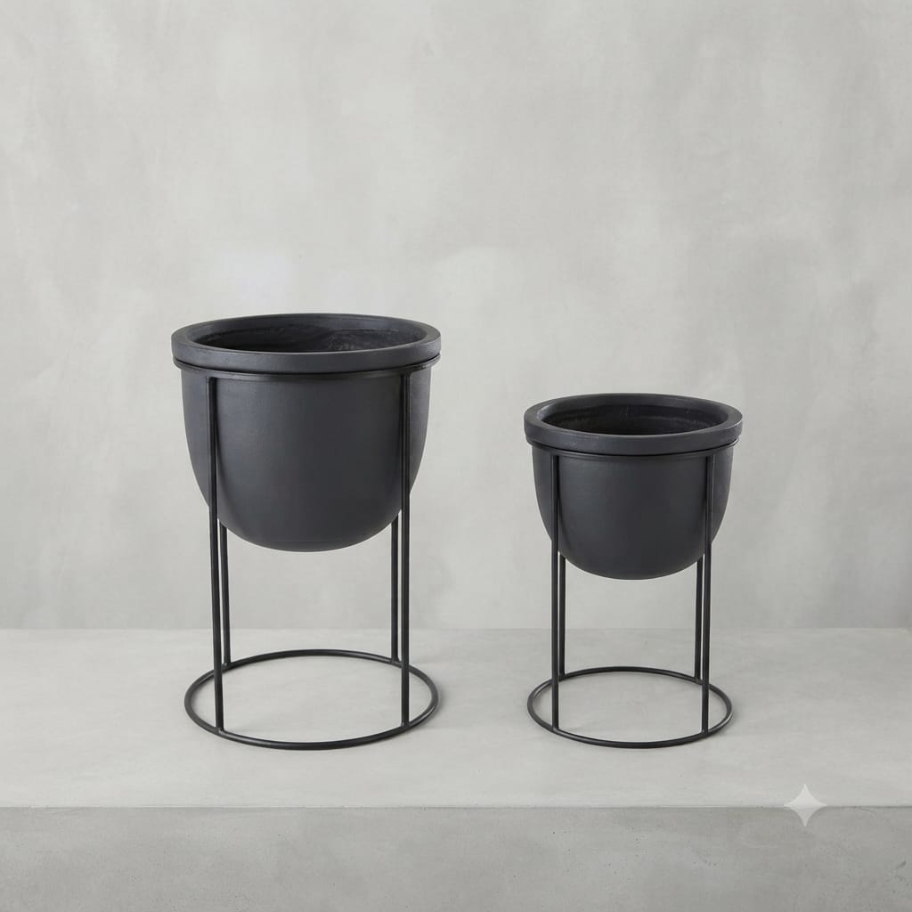Century style metal stand with pot