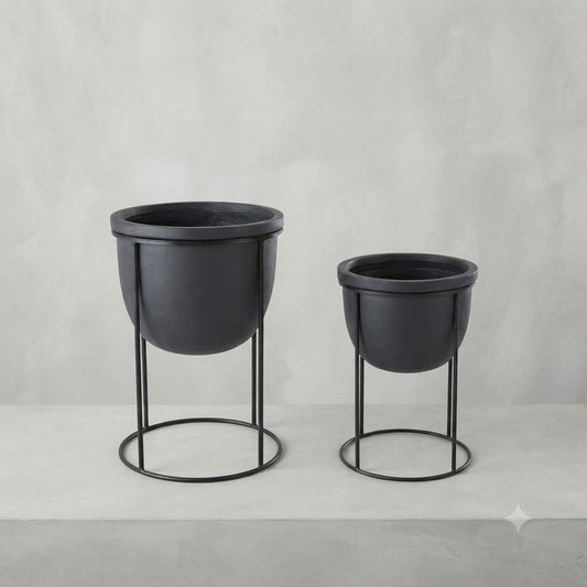 Century style metal stand with pot