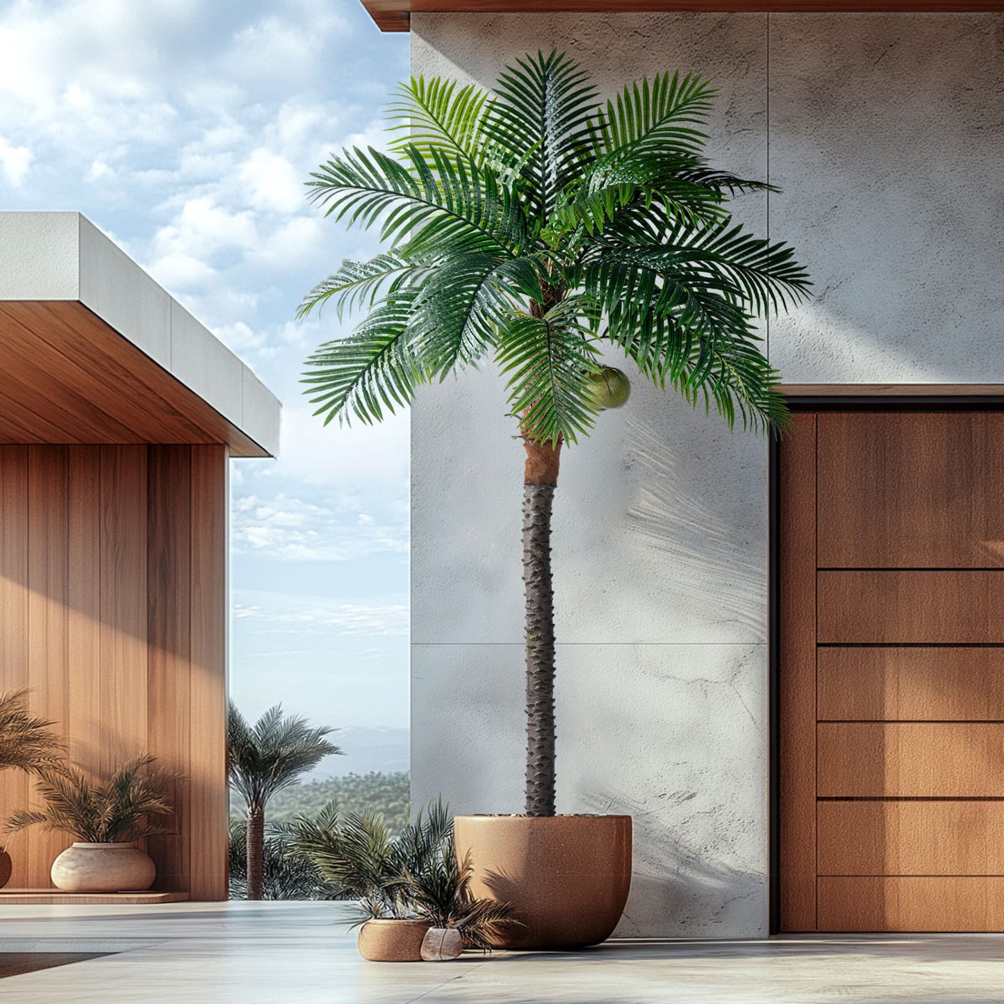 Coconut Plam Tree With Fiber Planter