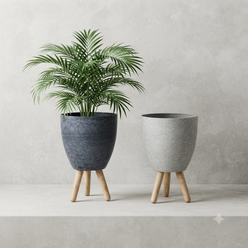 Stonefinish tripod planter