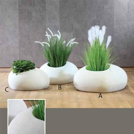 Stone Shape Fiber Planter With Fillers